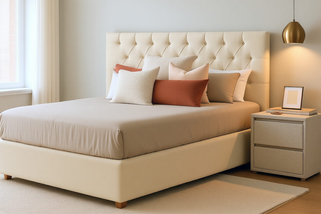 HILTON (AUSSIE MADE) UPHOLSTERED BEDROOM COLLECTION - ASSORTED FABRICS AND COLOURS - STARTING FROM $999