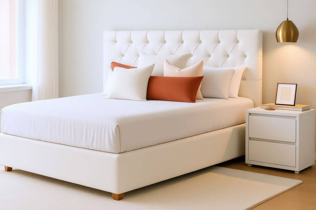 HILTON (AUSSIE MADE) UPHOLSTERED BEDROOM COLLECTION - ASSORTED FABRICS AND COLOURS - STARTING FROM $999