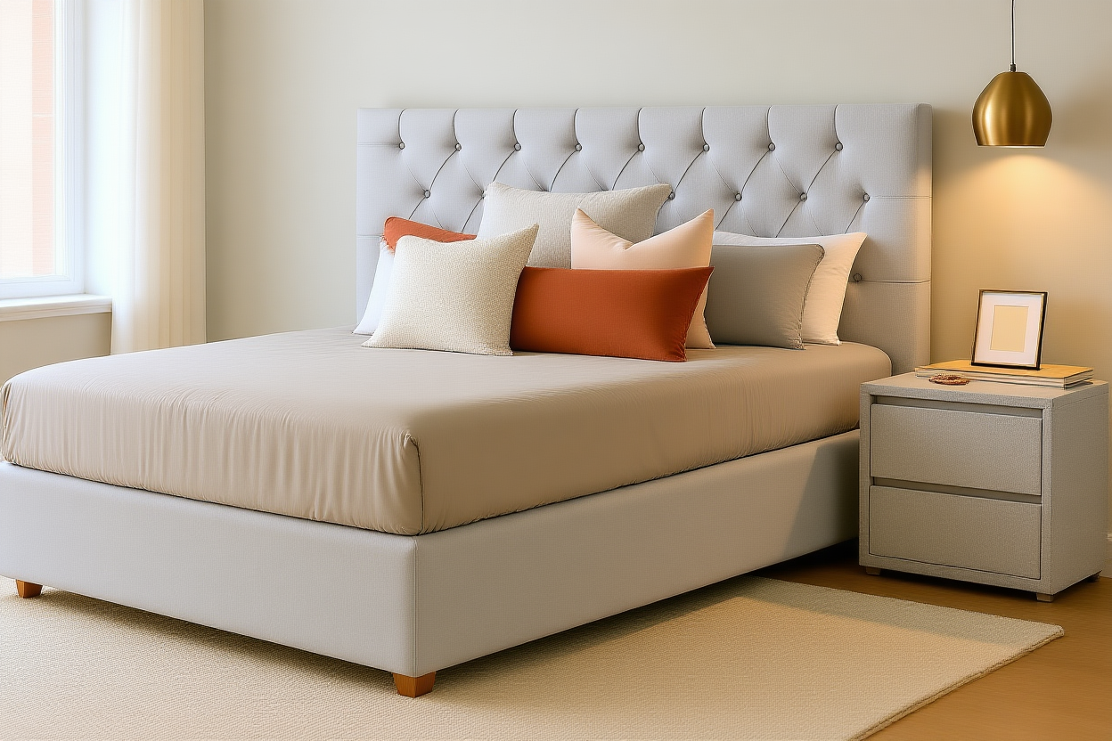 HILTON (AUSSIE MADE) UPHOLSTERED BEDROOM COLLECTION - ASSORTED FABRICS AND COLOURS - STARTING FROM $999