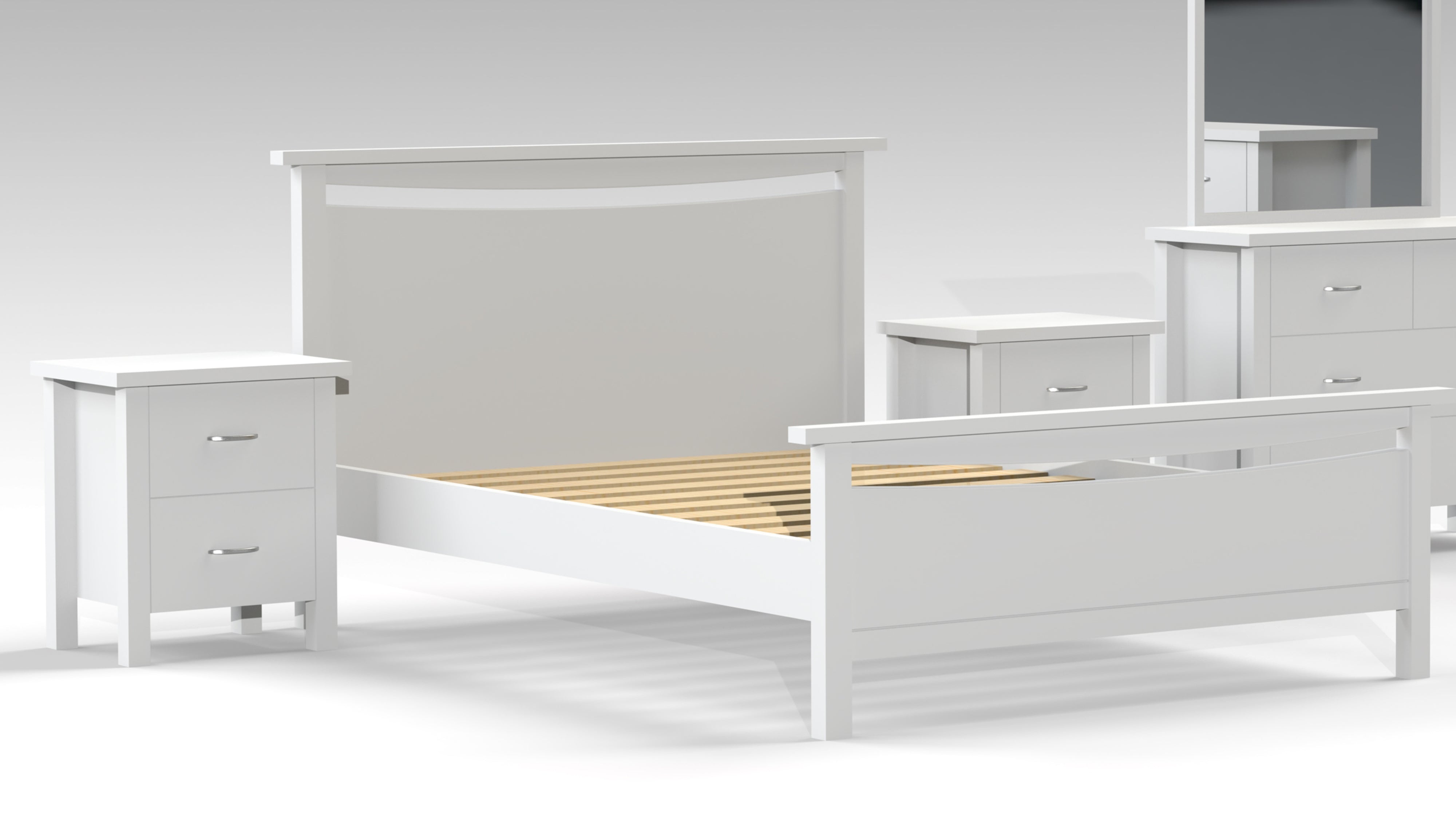 KING ALODIA (AUSSIE MADE) 3 PIECE (BEDSIDE) BEDROOM SUITE - ASSORTED COLOURS