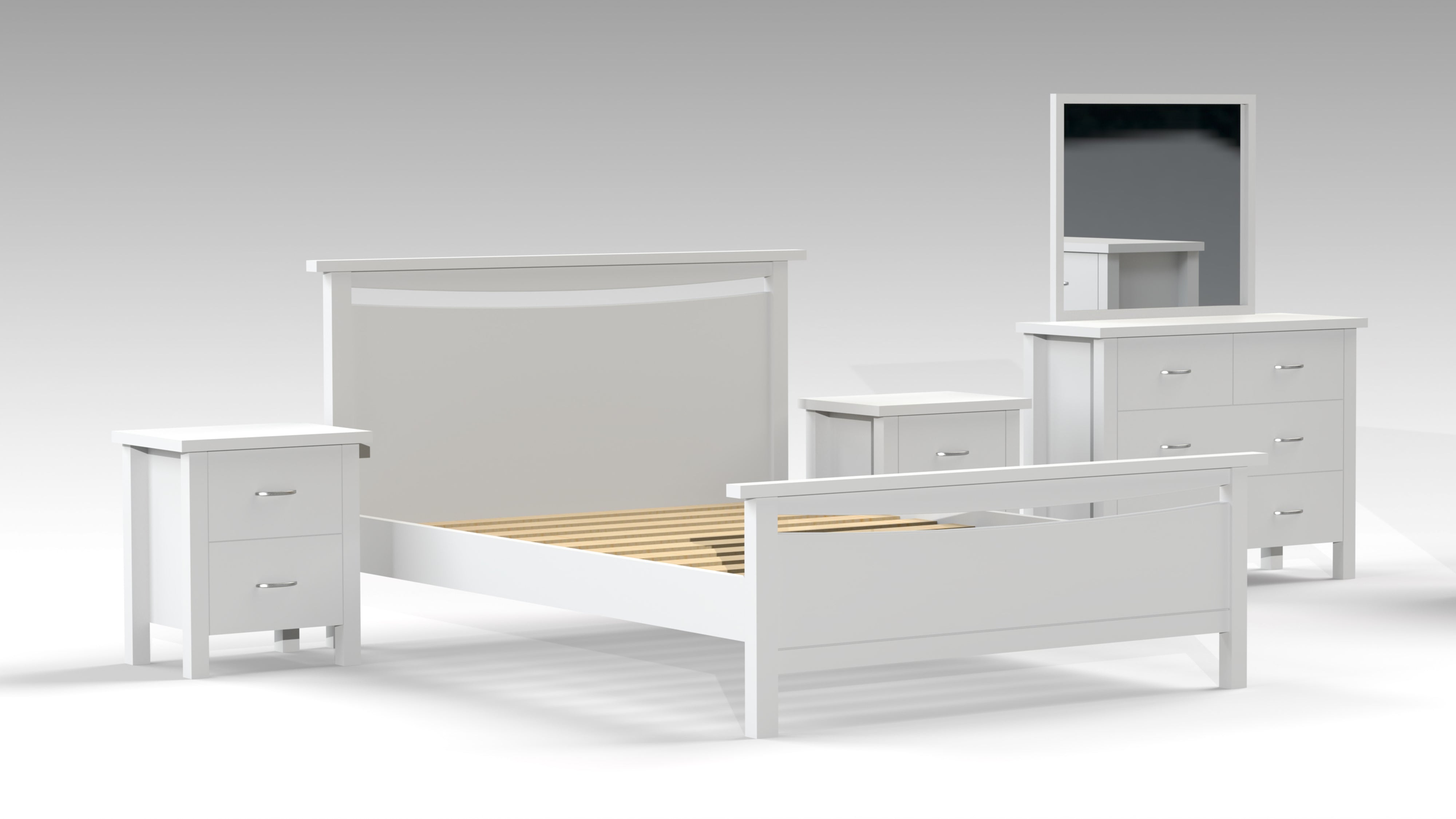 KING ALODIA (AUSSIE MADE) 5 PIECE (DRESSER) BEDROOM SUITE - ASSORTED COLOURS
