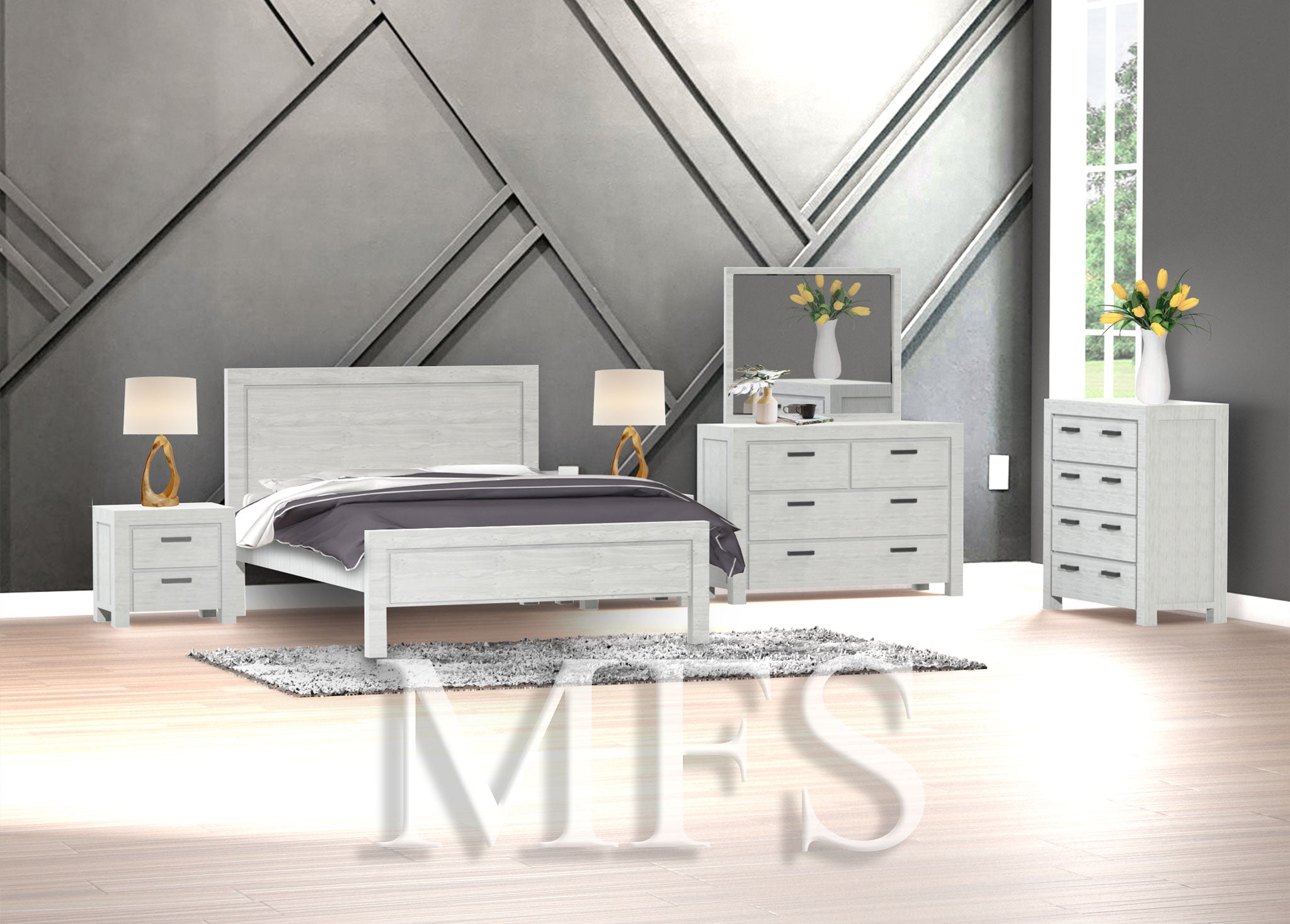 SINGLE OR KING SINGLE BROOKS (CUSTOM MADE) 4 PIECE (DRESSER) BEDROOM SUITE - ASSORTED COLOURS