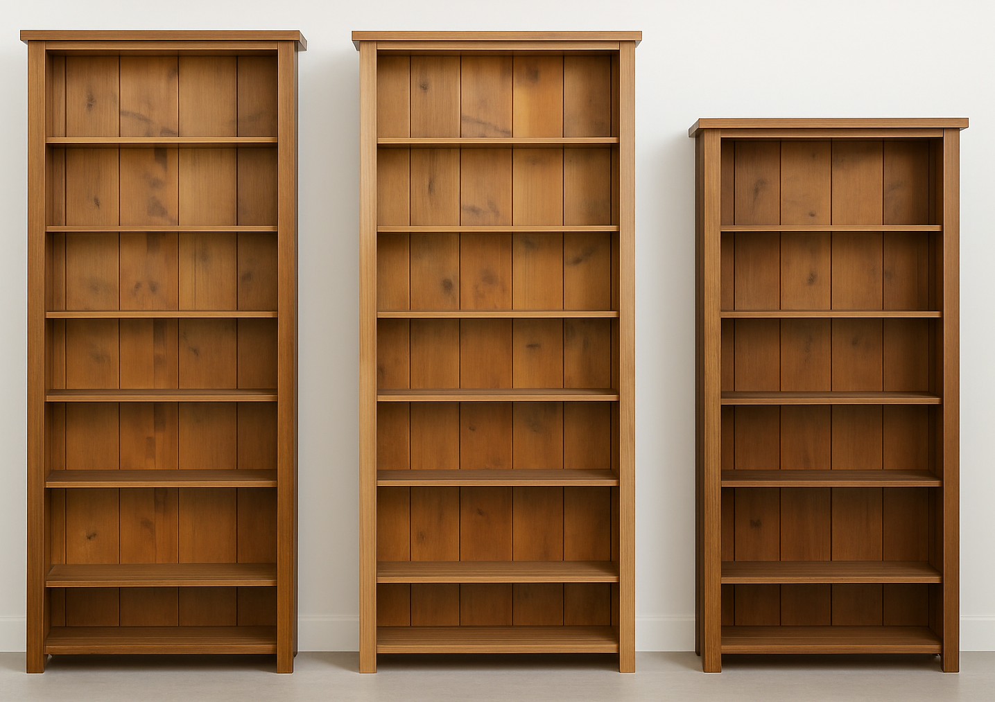 ALANZO (AUSSIE MADE) HIGHLINE BOOKCASE WITH WIDE T&G BACKING COLLECTION - ASSORTED STAINED COLOURS - STARTING FROM $799