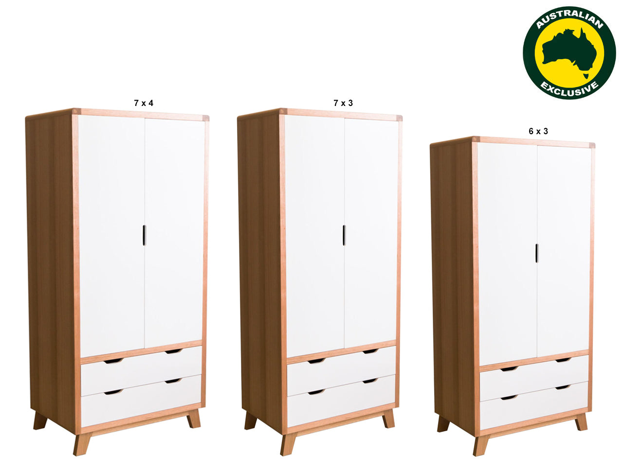 AVALON (AUSSIE MADE) 2 DOOR / 2 DRAWER WARDROBE COLLECTION - ASSORTED PAINTED / STAINED COLOURS - STARTING FROM $1599