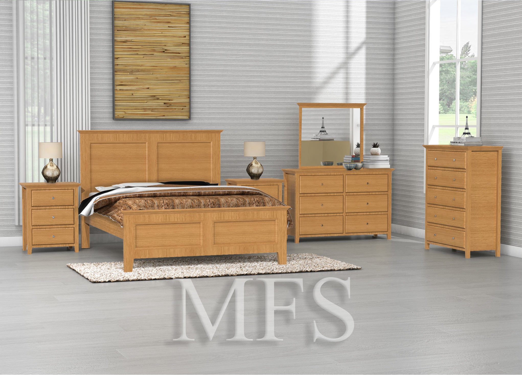 KING JASPER (CUSTOM MADE) 4 PIECE (TALLBOY) BEDROOM SUITE - TASSIE OAK COMBINATION - ASSORTED COLOURS