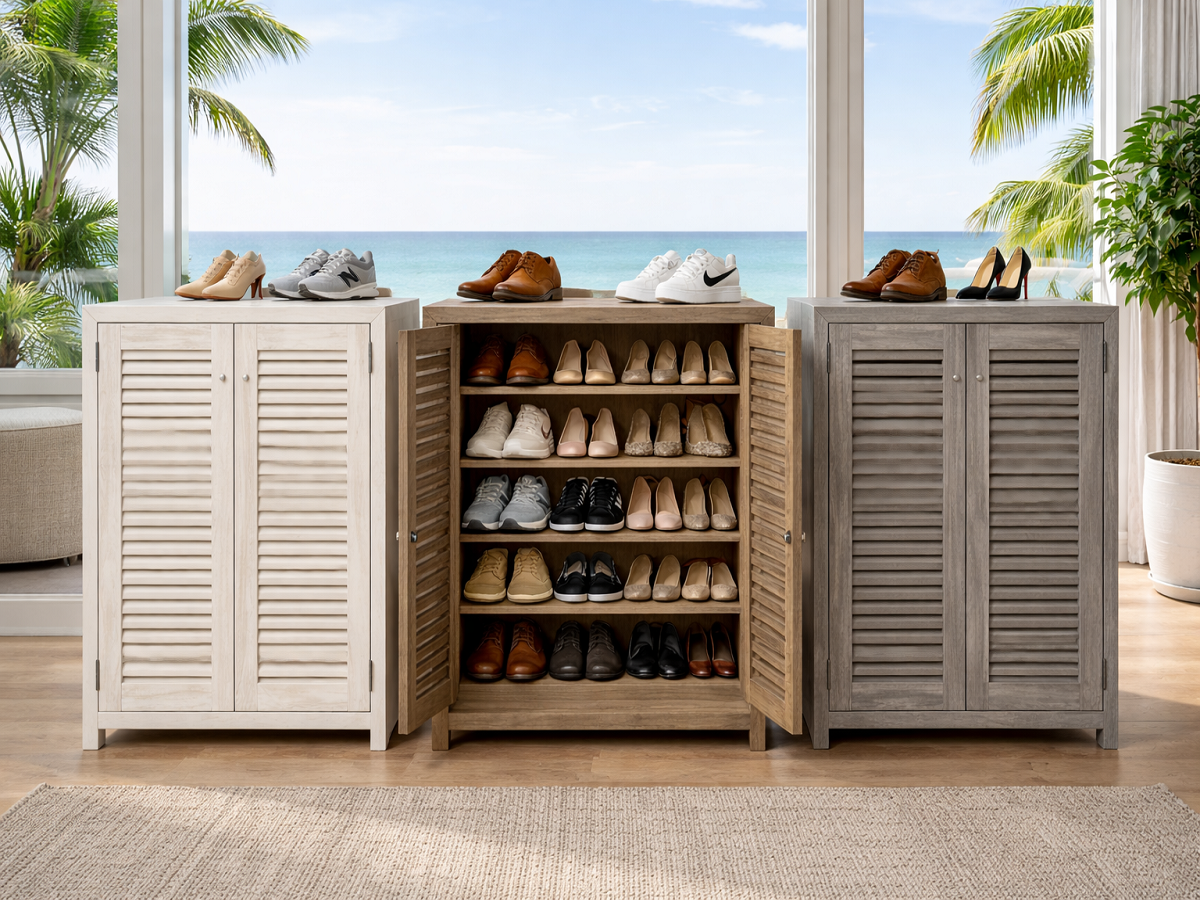 BANDY (AUSSIE MADE) SHOE CABINET WITH LATTICE DOORS COLLECTION - ASSORTED COLOURS - STARTING FROM $599