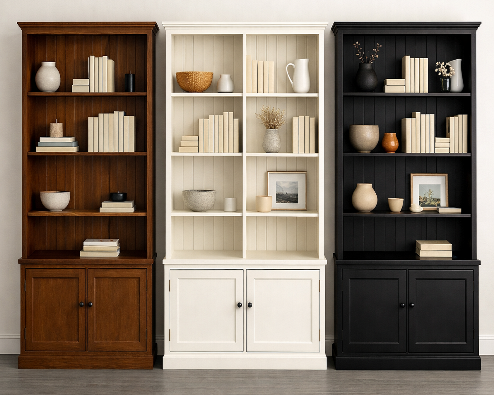 BAYSIDE (AUSSIE MADE) HIGHLINE BOOKCASE WITH DOORS COLLECTION - ASSORTED COLOURS - STARTING FROM $799