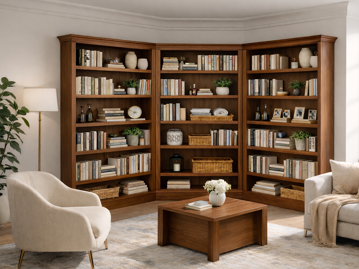 BAYSIDE (AUSSIE MADE) 3 PIECE CORNER HIGHLINE BOOKCASE COLLECTION - ASSORTED COLOURS - STARTING FROM $3499