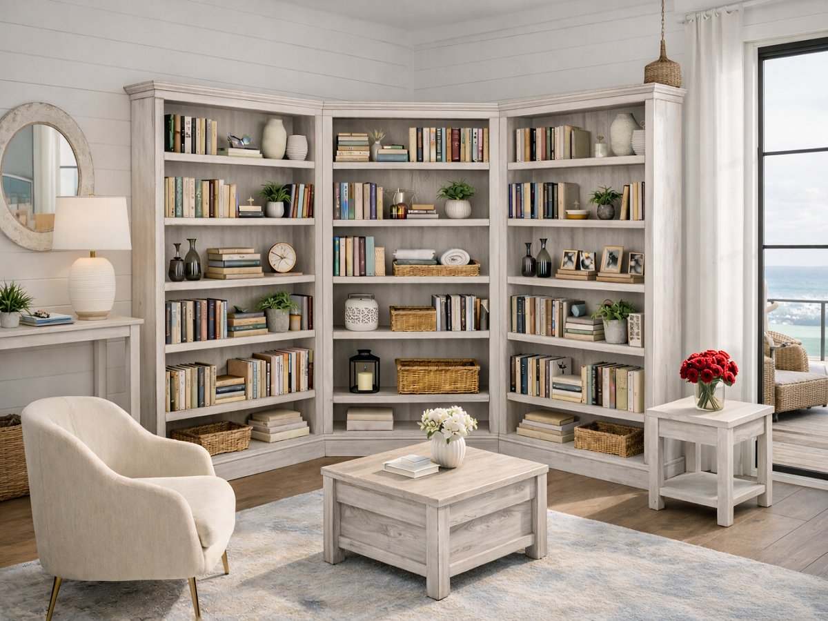 BAYSIDE (AUSSIE MADE) 3 PIECE CORNER HIGHLINE BOOKCASE COLLECTION - ASSORTED COLOURS - STARTING FROM $3499