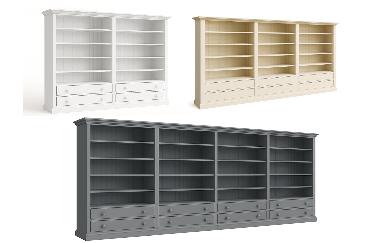 BAYSIDE (AUSSIE MADE) BOOKCASE WITH DRAWER COLLECTION - ASSORTED PAINTED COLOURS - STARTING FROM $1499