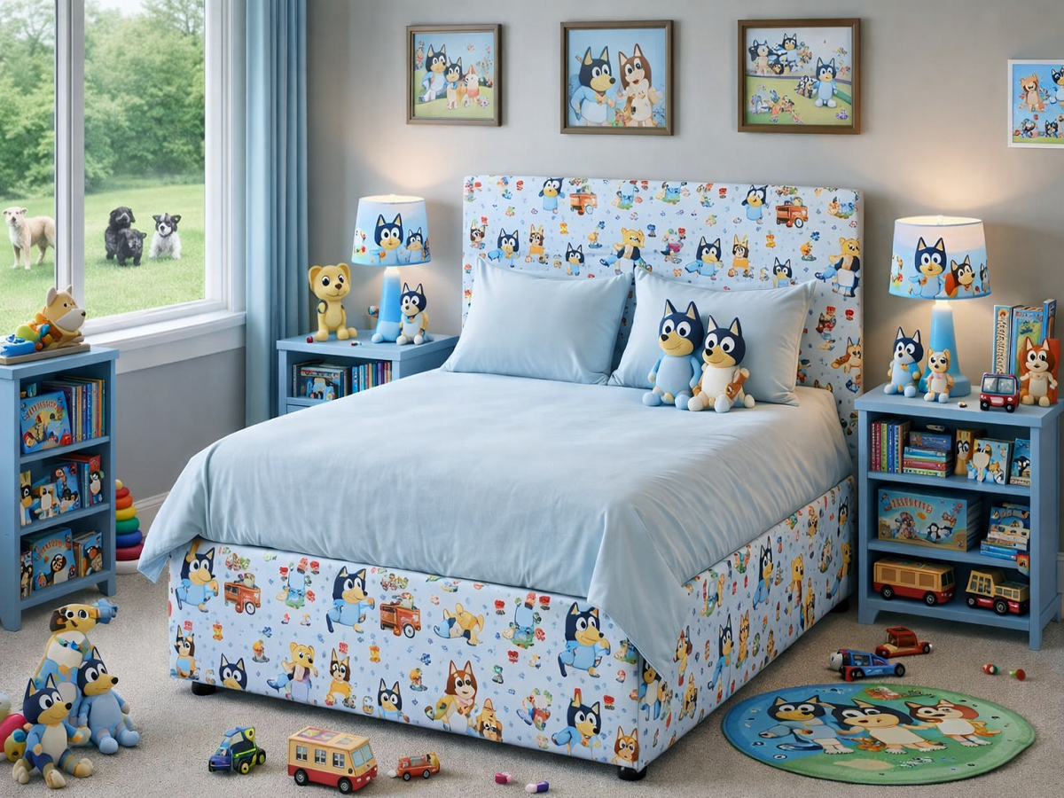 BLUEY (AUSSIE MADE) UPHOLSTERED BEDROOM COLLECTION - ASSORTED FABRICS AND COLOURS - STARTING FROM $499