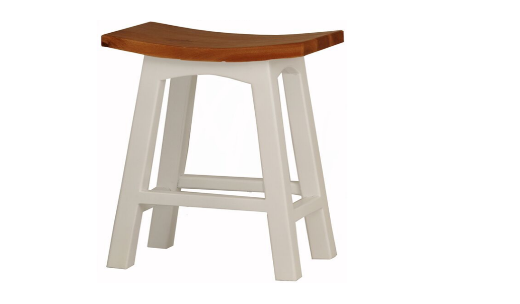REGAL TWO - TONED WOODEN BAR STOOL - SEAT: 770(H) (BR 077 WD) - WHITE / CARAMEL