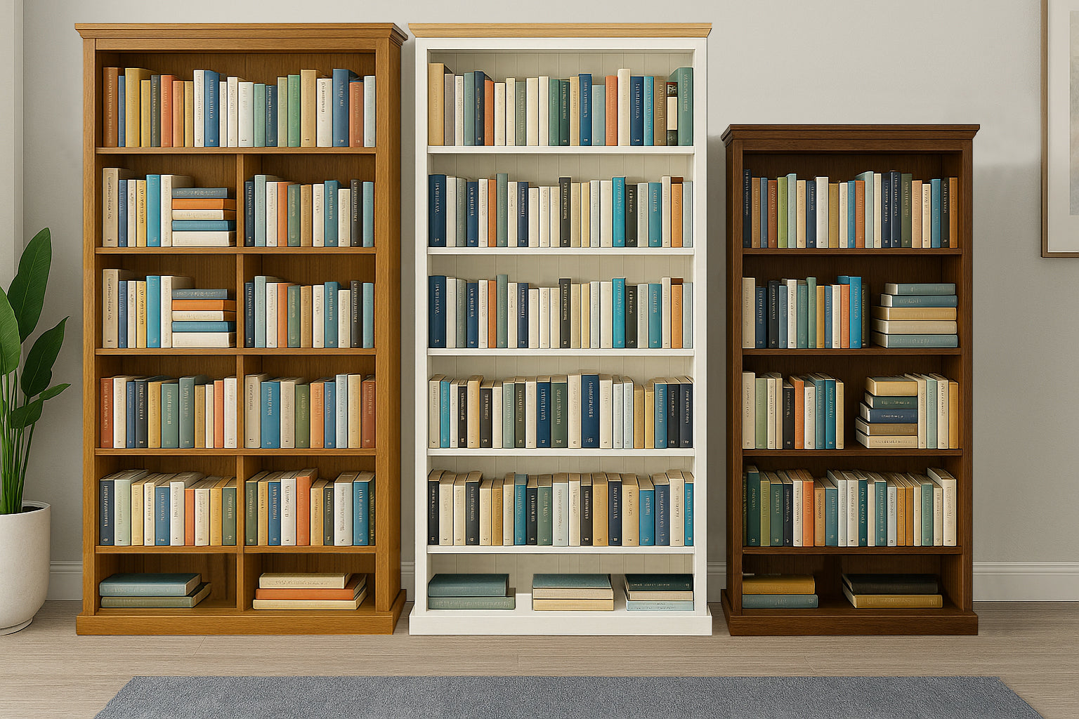 MUDGEE (AUSSIE MADE) STANDARD HIGHLINE BOOKCASE WITH 40MM FACINGS COLLECTION  - ASSORTED STAINED COLOURS - STARTING FROM $399