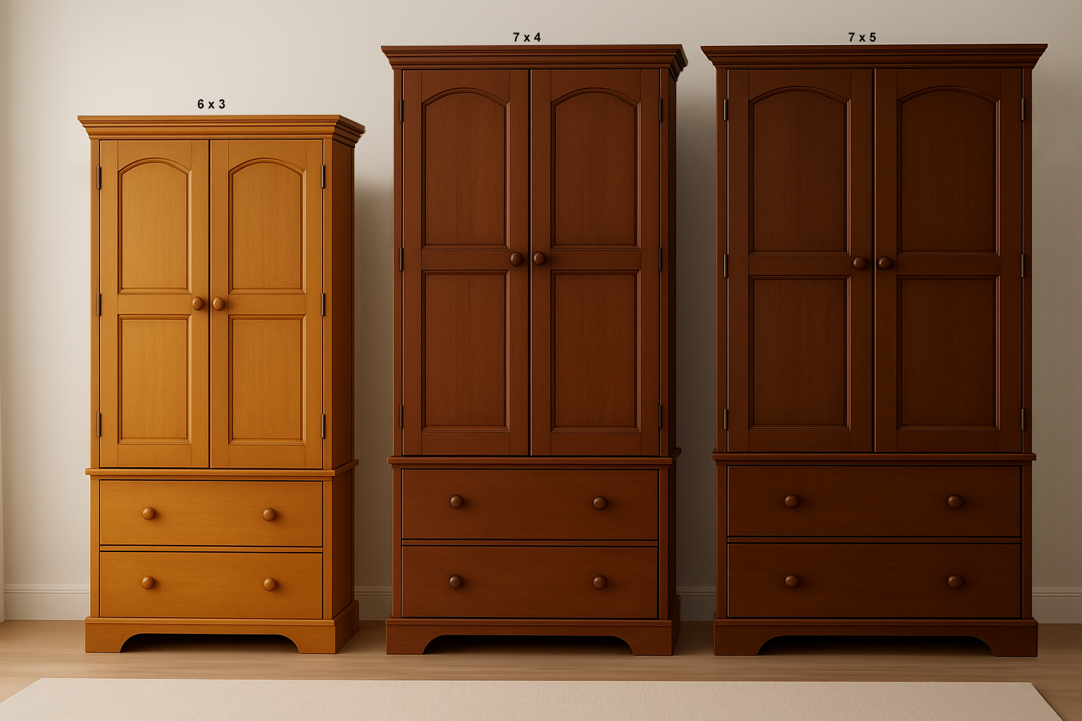 MUDGEE (AUSSIE MADE) 2 DOOR / 2 FLUSH DRAWERS WARDROBE COLLECTION - ASSORTED STAINED COLOURS - STARTING FROM $899