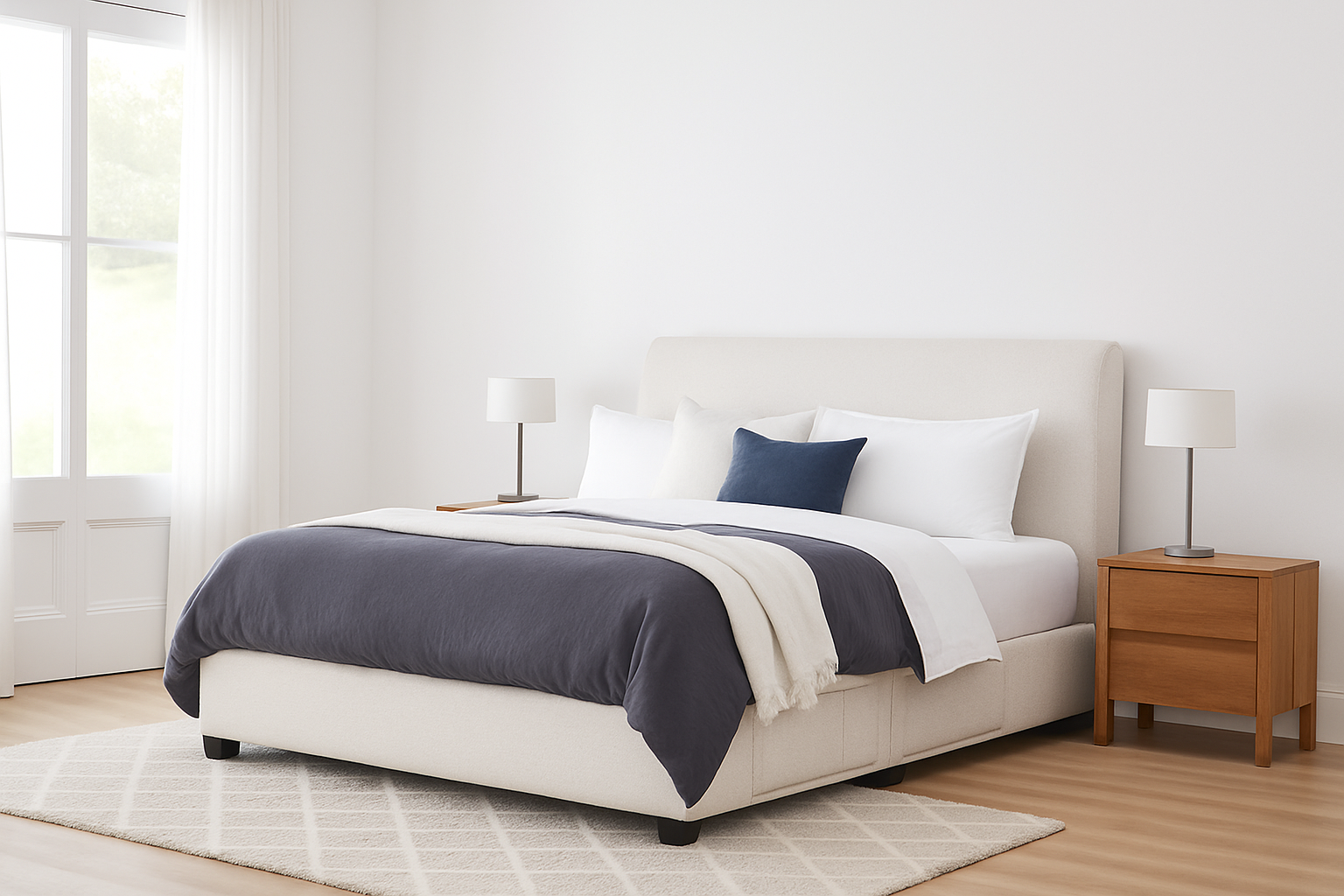 TAILOR (AUSSIE MADE) UPHOLSTERED BEDROOM COLLECTION - ASSORTED FABRICS AND COLOURS - STARTING FROM $699