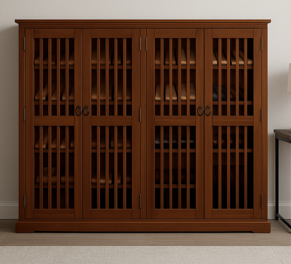 CLARENCE (AUSSIE MADE) SHOE CABINET WITH 2 LATTICE DOORS COLLECTION - ASSORTED STAINED COLOURS - STARTING FROM $599