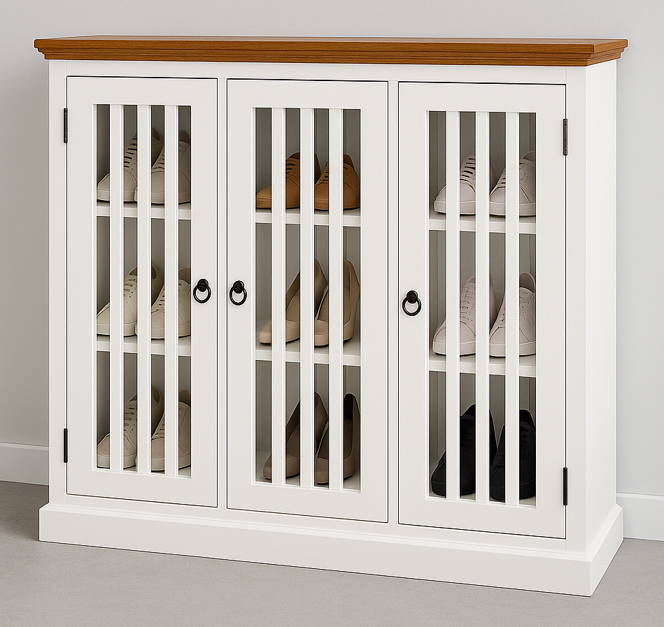 CLARENCE (AUSSIE MADE) SHOE CABINET WITH 4 LATTICE DOORS COLLECTION - ASSORTED STAINED COLOURS - STARTING FROM $599