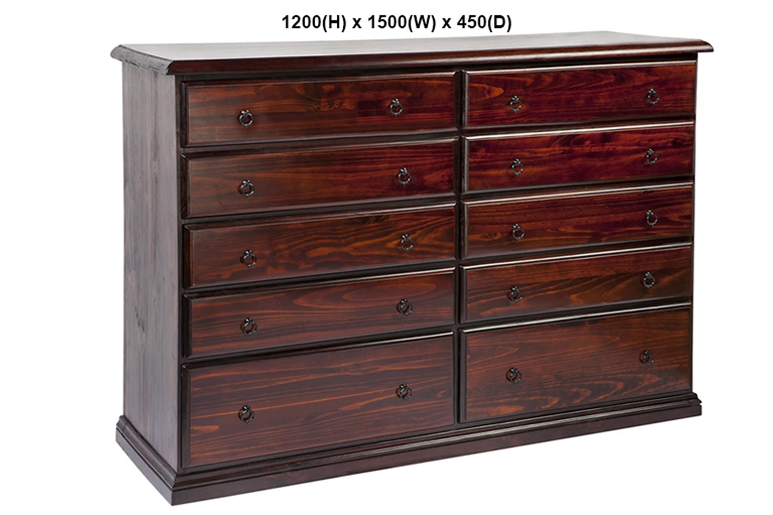CRONULLA (AUSSIE MADE) 10 DRAWER CHEST COLLECTION - ASSORTED STAINED COLOURS - STARTING FROM $1299
