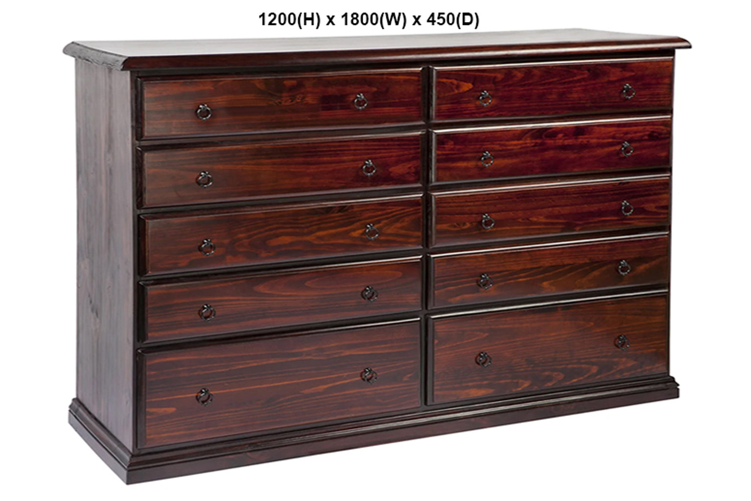 CRONULLA (AUSSIE MADE) 10 DRAWER CHEST COLLECTION - ASSORTED STAINED COLOURS - STARTING FROM $1299