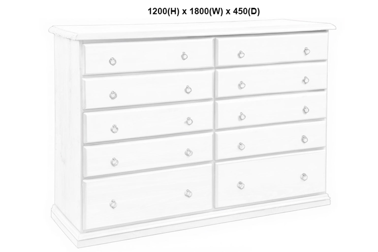 CRONULLA (AUSSIE MADE) 10 DRAWER CHEST COLLECTION - ASSORTED PAINTED COLOURS - STARTING FROM $1699