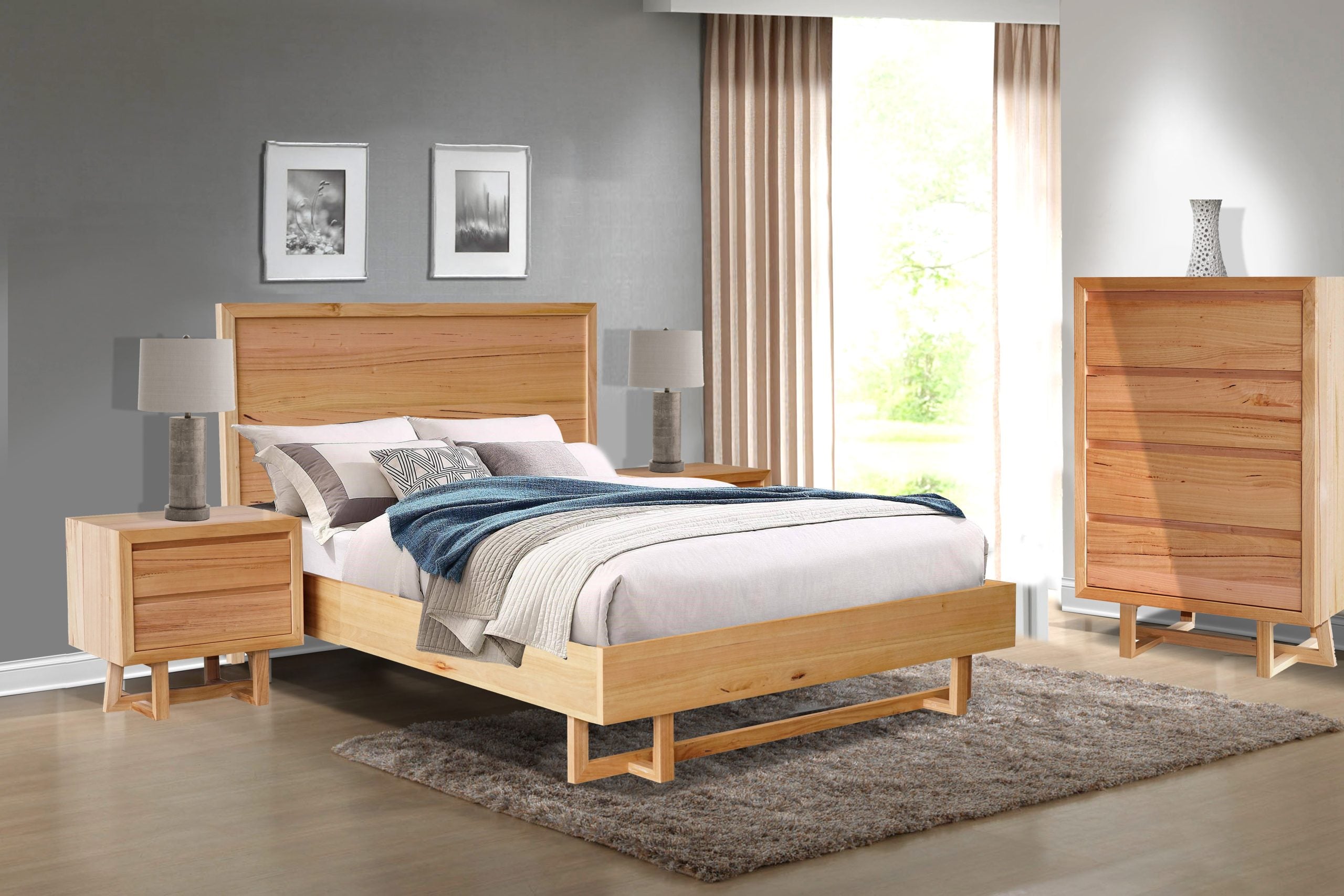 KING DANTE 4 PIECE (TALLBOY) BEDROOM SUITE - MESSMATE