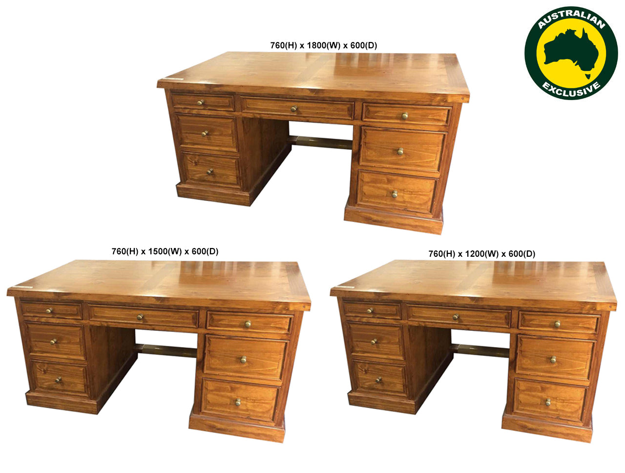 DEVLIN (AUSSIE MADE) DESK WITH PICTURE FRAME COLLECTION - ASSORTED STAINED COLOURS - STARTING FROM $1499