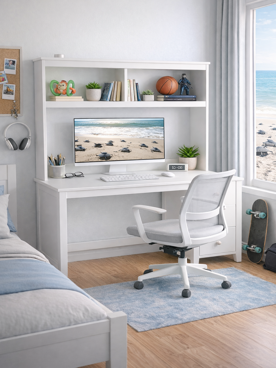 DICKERY (AUSSIE MADE) 3 DRAWER DESK + HUTCH (REVERSIBLE) - ASSORTED COLOURS - STARTING FROM $999