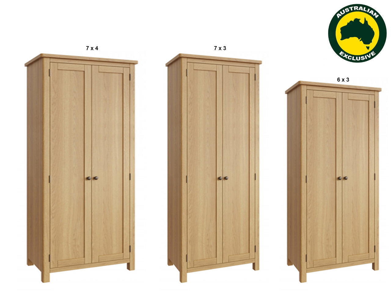 EMINENCE (AUSSIE MADE) ALL HANGING WARDROBE COLLECTION - TASSIE OAK COMBINATION - ASSORTED STAINED COLOURS - STARTING FROM $1699