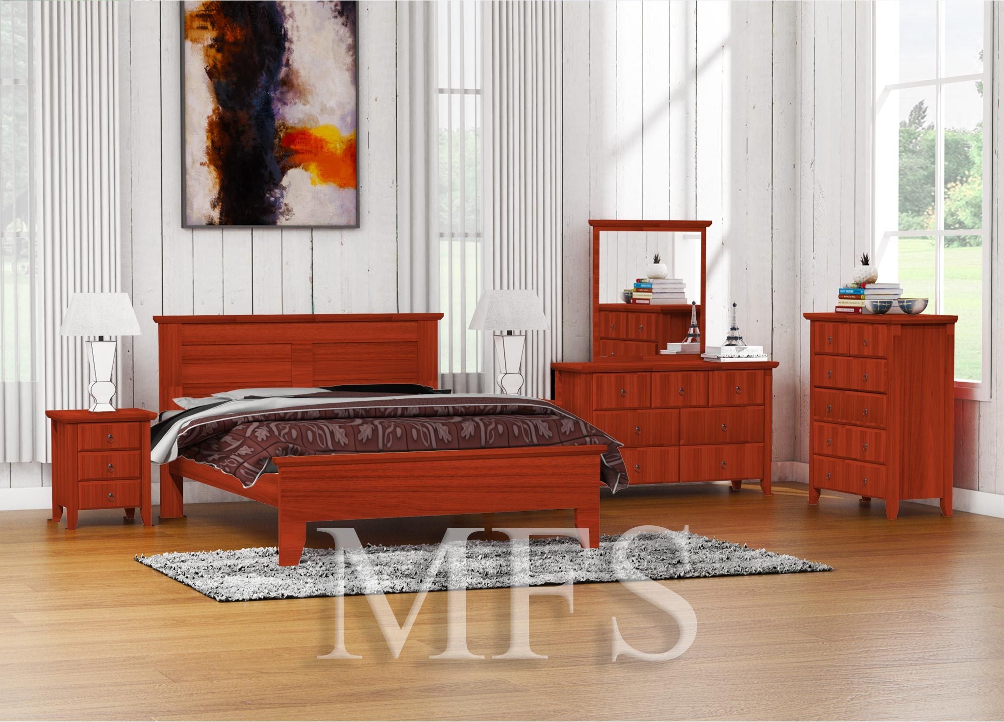 DOUBLE MANILLA (AUSSIE MADE) BED - ASSORTED STAINED COLOURS