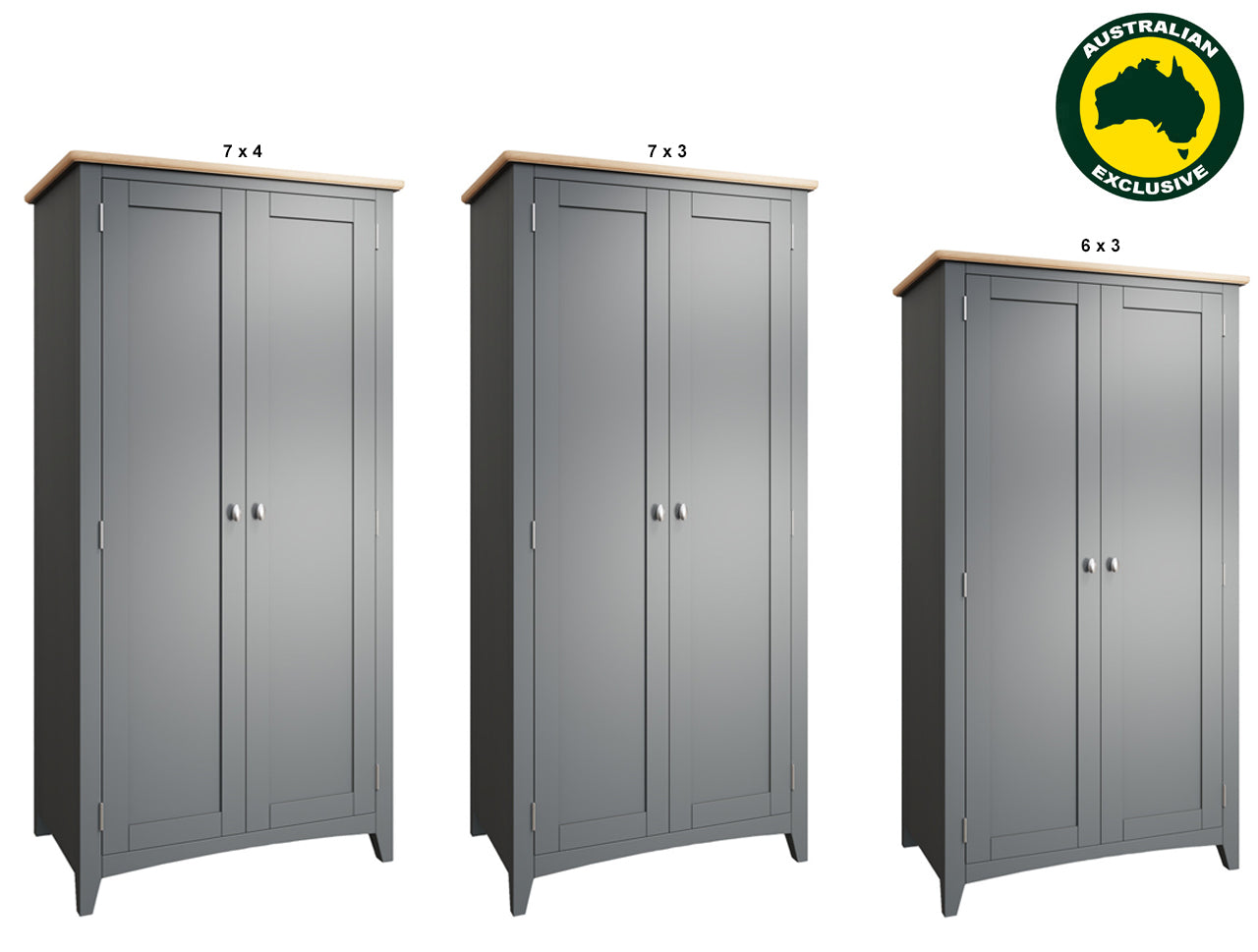 EMMETT (AUSSIE MADE) FULL HANGING WARDROBE COLLECTION - ASSORTED PAINTED / STAINED COLOURS - STARTING FROM $1499