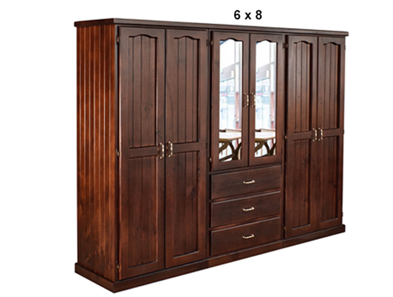 EMPIRE GAD (AUSSIE MADE) 3 PIECE (4 SECTIONS) MULTI-ROBE WITH 6 DOORS / 3 DRAWERS COLLECTION  - ASSORTED STAINED COLOURS - STARTING FROM $2599