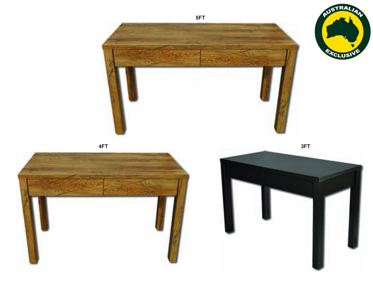 FAITH (AUSSIE MADE) 2 DRAWER DESK COLLECTION - ASSORTED STAINED COLOURS - STARTING FROM $699