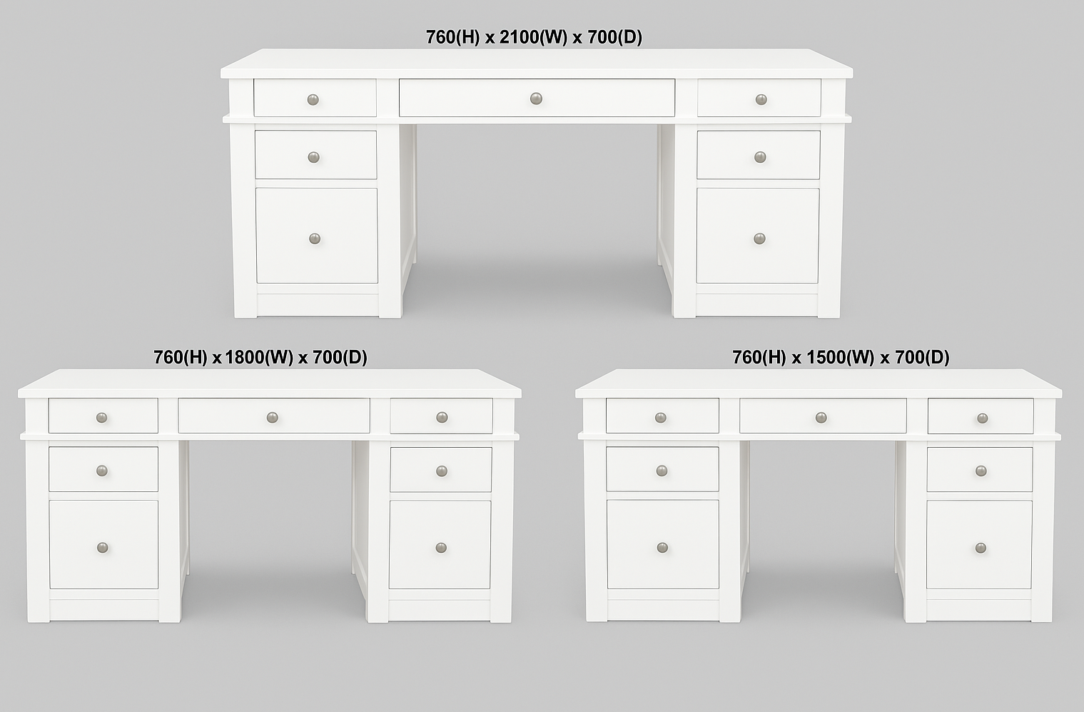 FABULOS (AUSSIE MADE) 7 DRAWER DESK WITH FILING DRAWERS COLLECTION - ASSORTED PAINTED COLOURS - STARTING FROM $1999