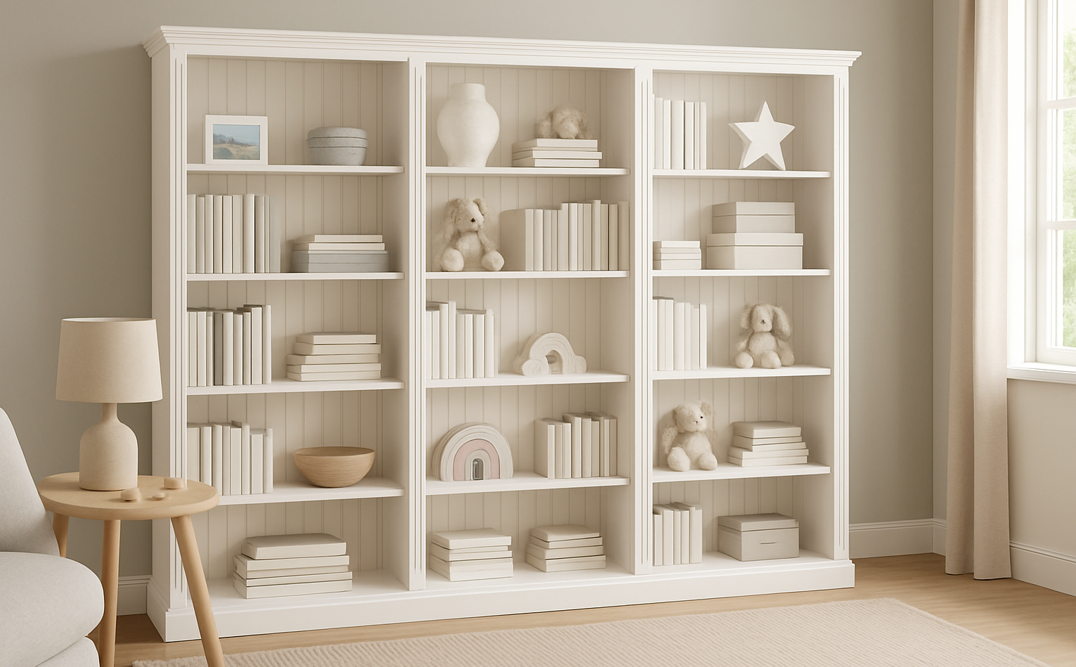 FEDERATION (AUSSIE MADE) BOOKCASE  - 2100(H) x 3600(W) (3 SECTIONS) PIGEON PAIRED - ASSORTED COLOURS