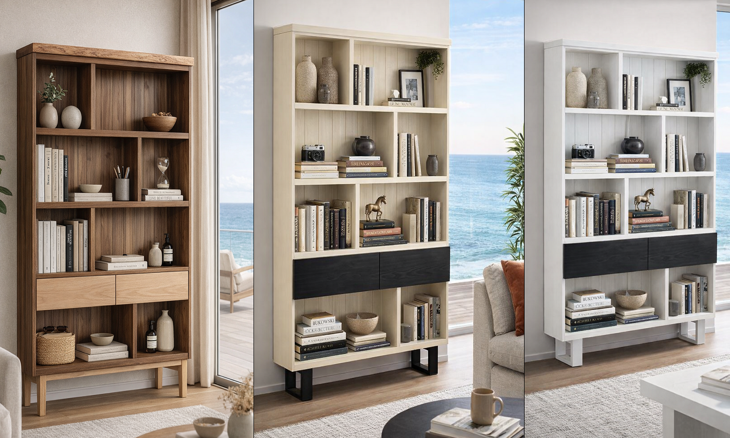 FITCH (AUSSIE MADE) STAGGERED HIGHLINE BOOKCASE WITH DRAWERS COLLECTION - ASSORTED COLOURS - STARTING FROM $999 (Copy)