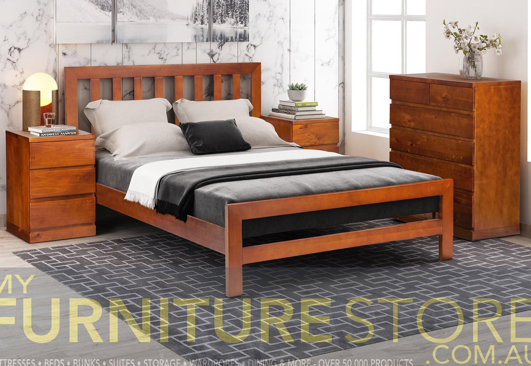 FLETCHER (AUSSIE MADE) KING 5 PIECE (DRESSER) BEDROOM SUITE - ASSORTED COLOURS