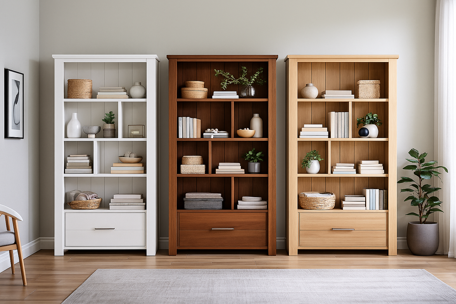 MONAVALE (AUSSIE MADE) HIGHLINE BOOKCASE WITH DRAWER COLLECTION - ASSORTED COLOURS - STARTING FROM $899