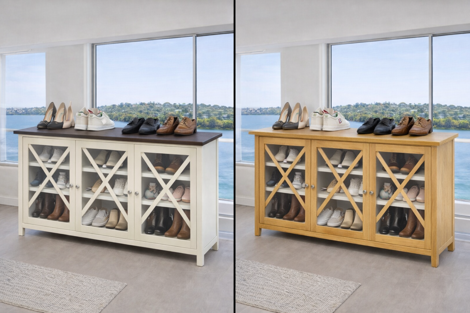 HAMPTONS (AUSSIE MADE) LOWLINE SHOE CABINET COLLECTION - ASSORTED COLOURS - STARTING FROM $599