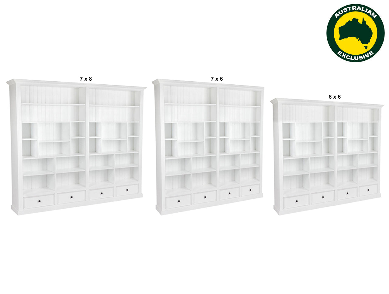 HERALDY (AUSSIE MADE) BOOKCASE PIGEON PAIRED COLLECTION - ASSORTED PAINTED COLOURS - STARTING FROM $1799