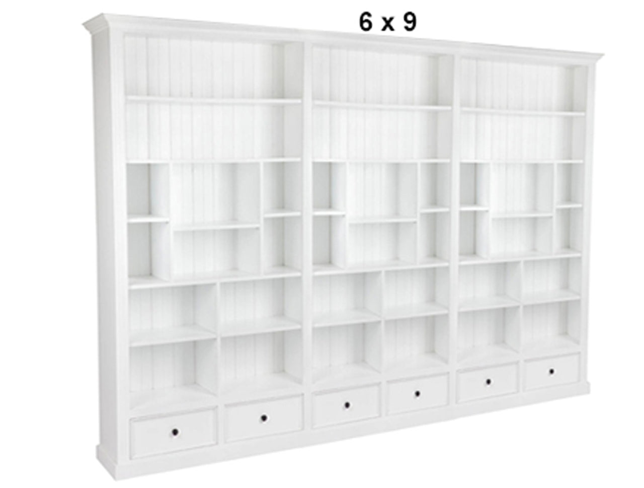HERALDY (AUSSIE MADE) HIGHLINE WITH 36 SHELVES / 6 DRAWERS BOOKCASE COLLECTION - 3 SECTION PIGEON PAIRED - ASSORTED PAINTED COLOURS - STARTING FROM $3599