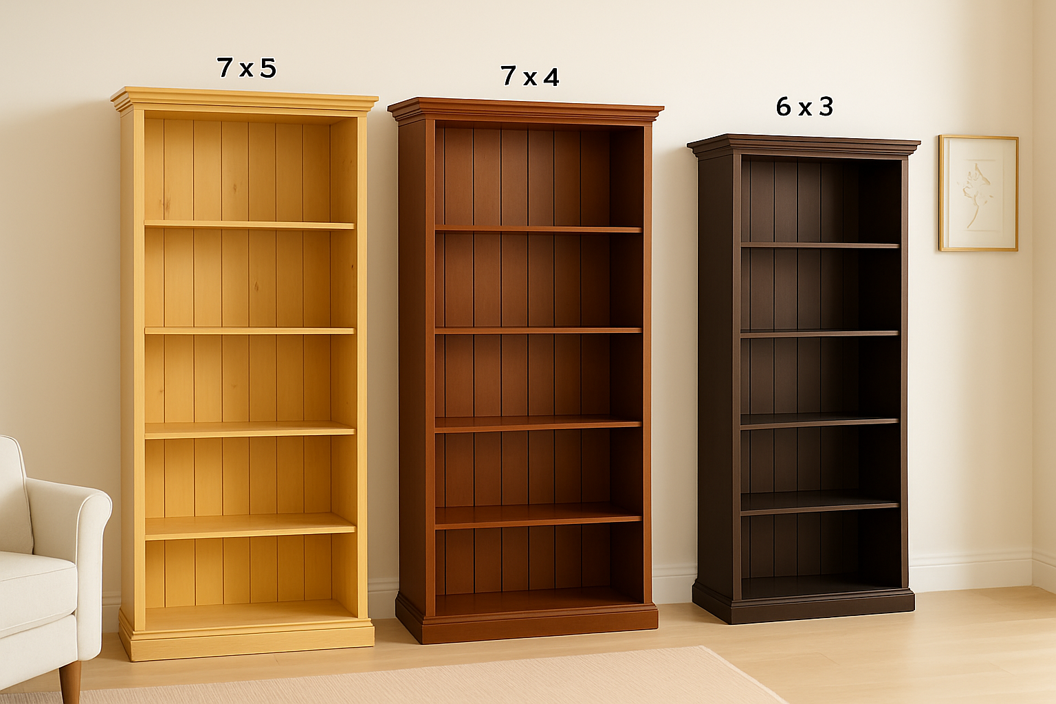 ANTALYA (AUSSIE MADE) TRIPLE TOP STANDARD HIGHLINE BOOKCASE WITH 40MM FACINGS COLLECTION  - ASSORTED STAINED COLOURS - STARTING FROM $599
