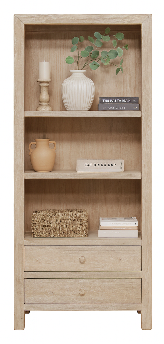 HIGHNESS (AUSSIE MADE) HIGHLINE BOOKCASE WITH 2 DRAWERS - ASSORTED STAINED COLOURS - STARTING FROM $899