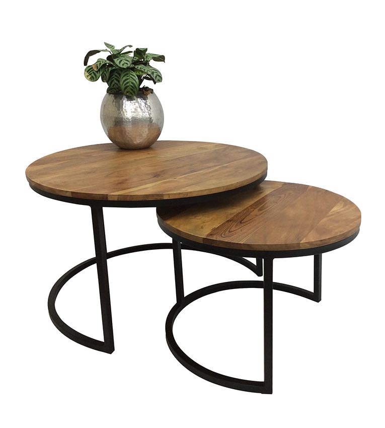 IRON (E323006) ROUND COFFEE TABLE -  750(DIA) - ACACIA