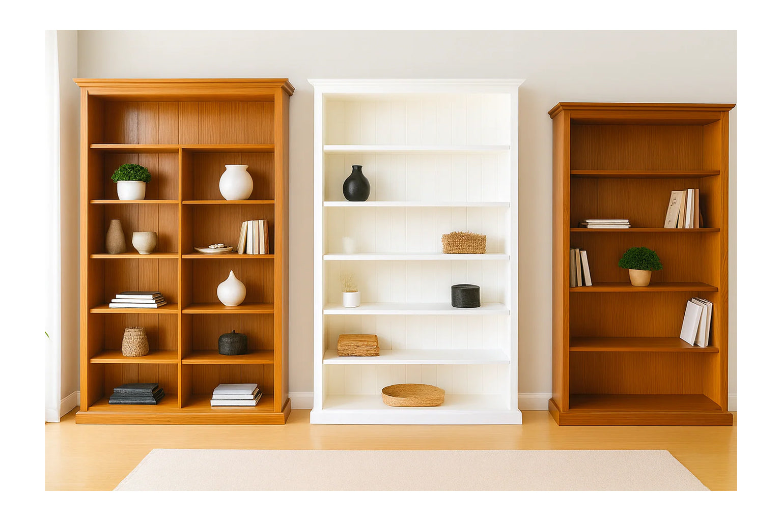 MUDGEE (AUSSIE MADE) STANDARD HIGHLINE BOOKCASE WITH 40MM FACINGS COLLECTION  - ASSORTED STAINED COLOURS - STARTING FROM $399