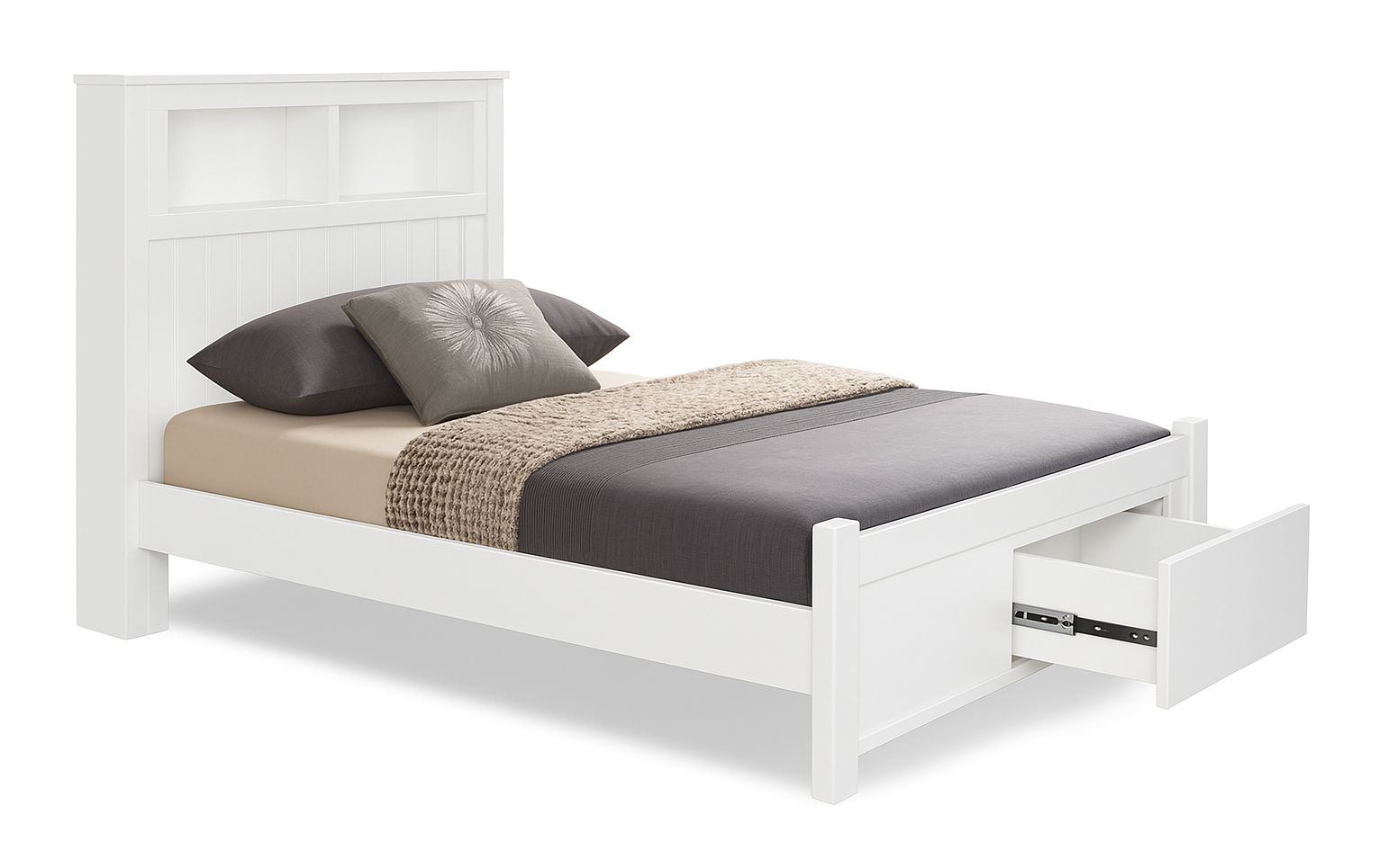 JESSY (AUSSIE MADE) STANDARD BOOKEND BED - 1200(H) WITH 2 DRAWERS - ASSORTED PAINTED COLOURS