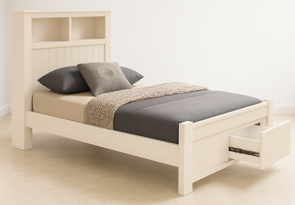 JESSY (AUSSIE MADE) STANDARD BOOKEND BED - 1200(H) WITH 2 DRAWERS - ASSORTED PAINTED COLOURS