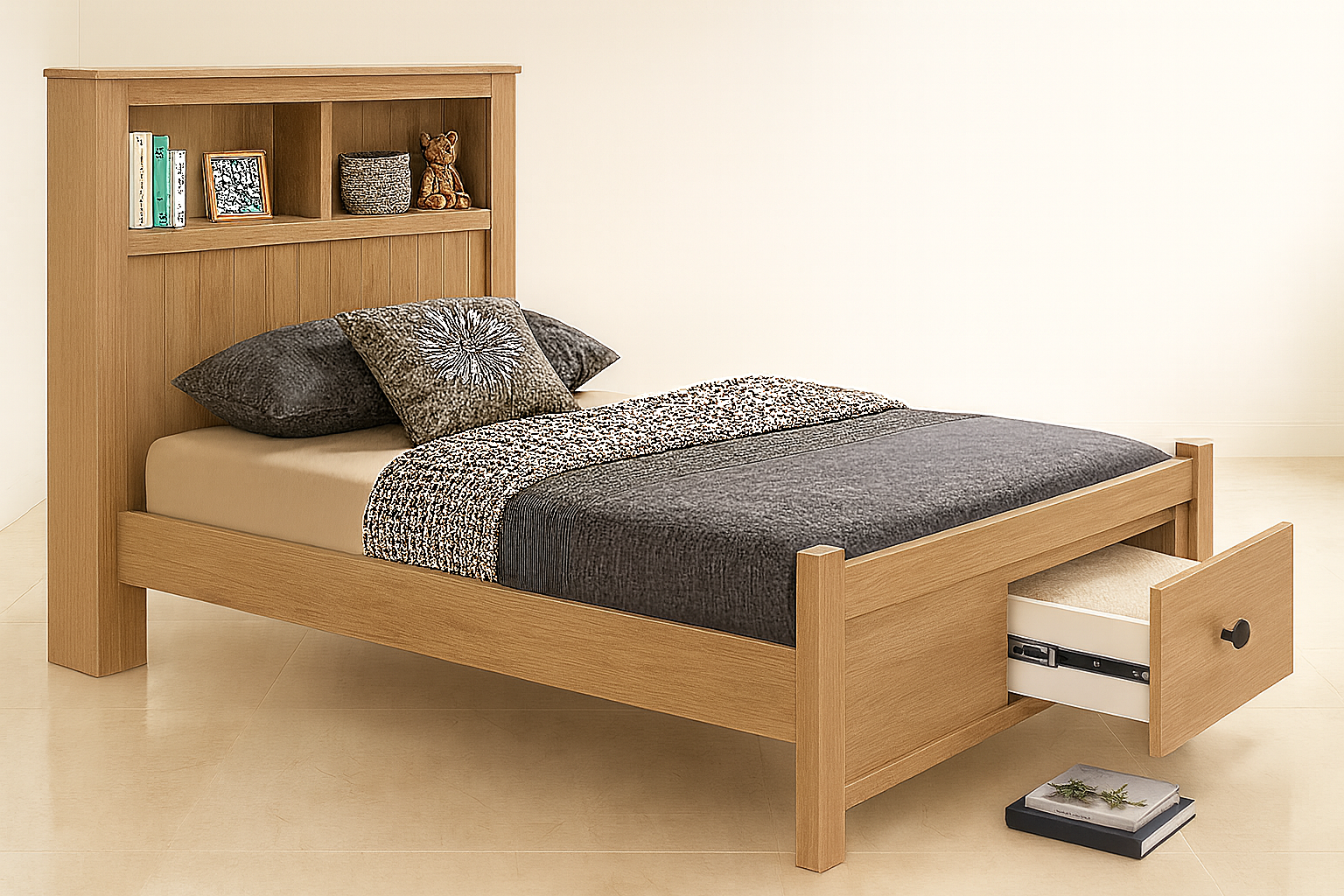 JESSY (AUSSIE MADE) STANDARD BOOKEND BED - 1200(H) WITH 2 DRAWERS - ASSORTED PAINTED COLOURS