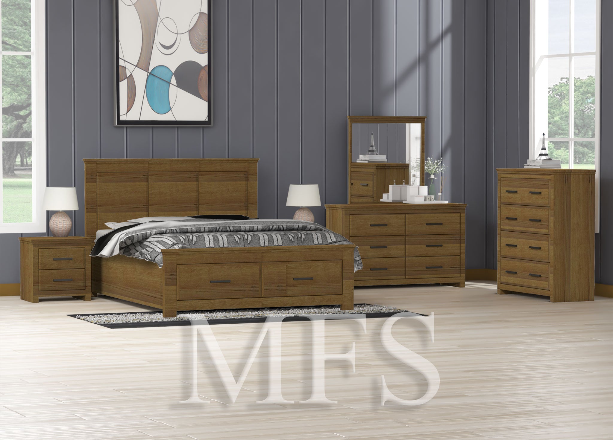 SINGLE OR KING SINGLE KARANCHO (CUSTOM MADE) 3 PIECE (TALLBOY) BEDROOM SUITE - ASSORTED STAINED COLOURS