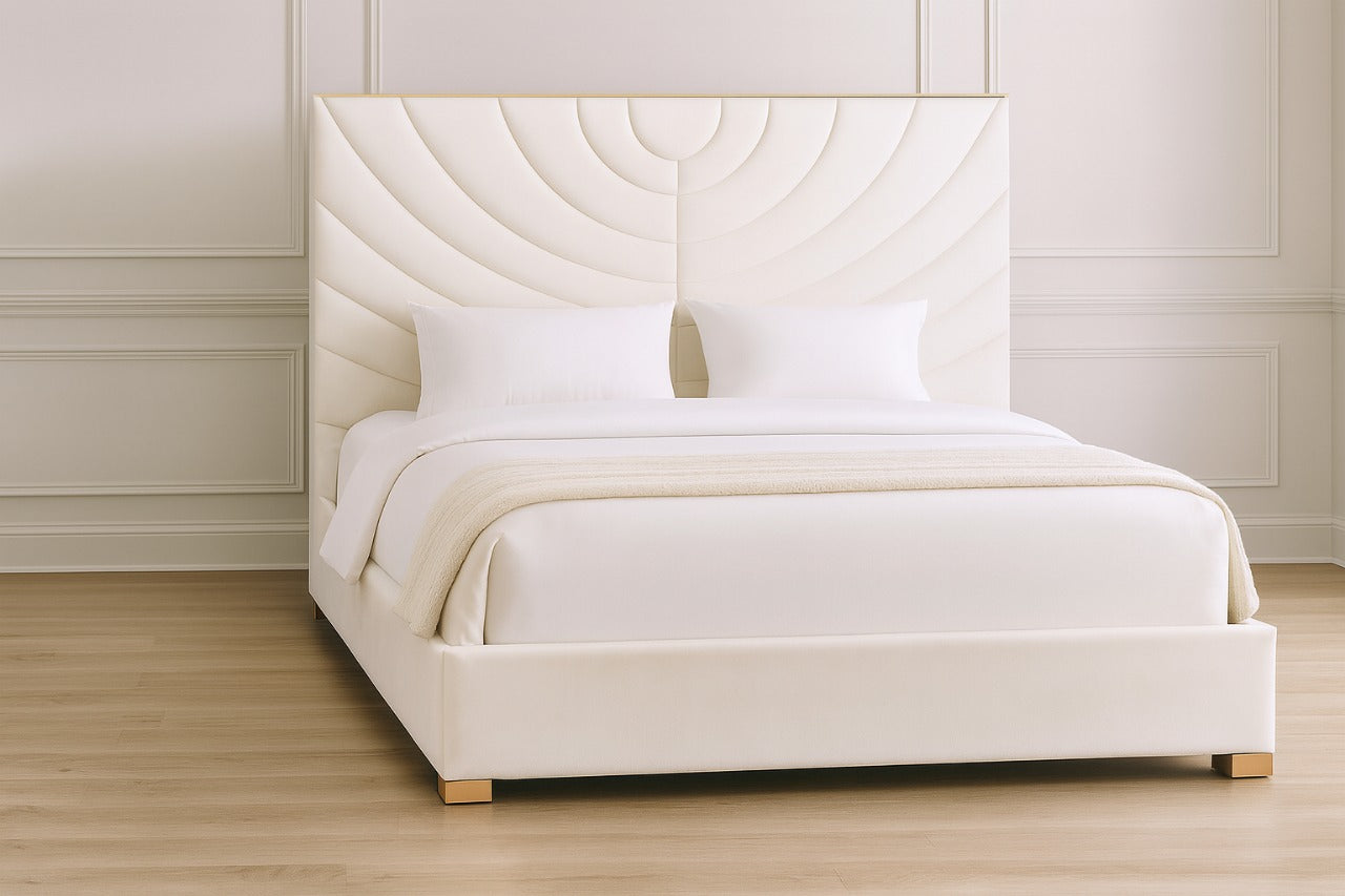 SADDLE (AUSSIE MADE) SQUARE UPHOLSTERED BEDROOM COLLECTION – ASSORTED FABRICS & COLOURS - STARTING FROM $799