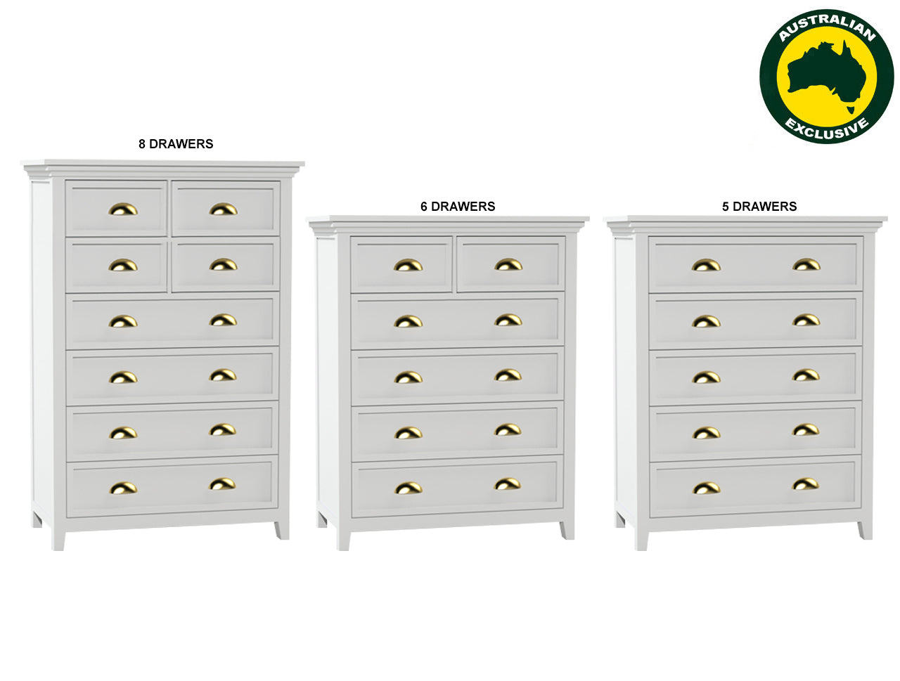 LANGLEY (AUSSIE MADE) TALLBOY COLLECTION - ASSORTED PAINTED COLOURS - STARTING FROM $1099
